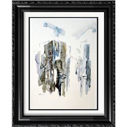 Beautiful Signed Original Watercolor on Board Abstract Modern Art