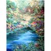 Image 2 : Waterfall Landscape Original Acrylic DEALER ART LIQUIDATES Museum Quality Painting Impressionism Art
