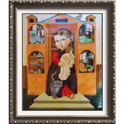 Huge Italian Artist Painting 68x58 Fantastic Pop Canvas Whimsical Detailed HUGE Art Sale