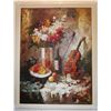 Image 1 : Large Textured Abstract Violin Red Wine Impressionistic Painting on Canvas Modern