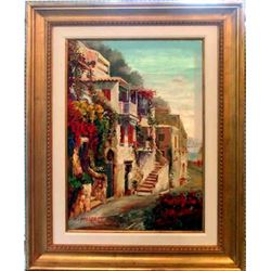 Europe St Scene Landscape Impressionism FRAMED Sign Canvas Textured Museum Quality Original Art