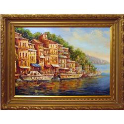 Water Landscape Impressionism FRAMED HUGE Painting Colorful Textured Museum Quality Original Art