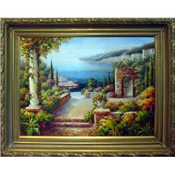Landscape Scenic Ocean Floral Museum Framed DEALER ACRYLIC Museum Quality Painting Impressionism Art