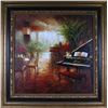 Image 1 : Piano Café Scene RED Vibrant Colorful Impressionism Texture Heavy Texture Original Musical Landscape