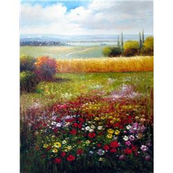 Colorful Floral Landscape Texture Italian Original RARE ART Museum Quality Painting Impressionism Ar
