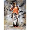 Image 2 : Cowgirl Heavy Textured Original Painting on Canvas Signed Janier Art Sale