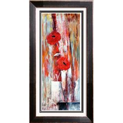 Floral in Vase Large Painting on Canvas Janier Original Art Dealer Sale