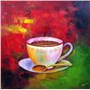 Image 2 : Modern Bold Abstract Coffee Brew Hand Signed Painting on Canvas