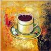 Image 2 : Bright Yellow Coffee Cup Modern Textured Painting on Canvas Janier