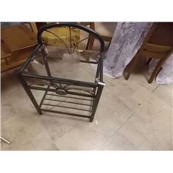 NEW GLASS AND METAL END TABLE