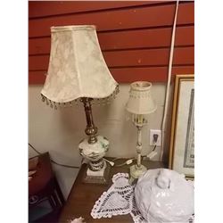 BRASS & GOLD LAMP AND SMALL LAMP