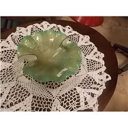 OVAL ART DECO GLASS CANDY DISH