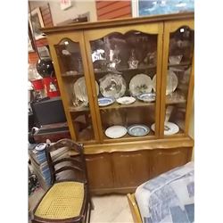 VINTAGE SOLID WOOD CHINA CABINET - 46" WIDE