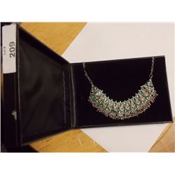 NECKLACE LARGE SILVER NECKLACE WITH GENUINE TURQUOISE GEMSTONES