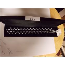 NECKLACE SILVER AND SWAROVSKI CRYSTAL - DESIGNED BY MINT - ZIG ZAG - RETAIL APPROX. $328.00