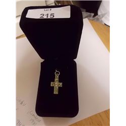 PENDANT - CROSS - PERIDOT AND CITRINE GEM STONES IN STERLING SILVER SETTING