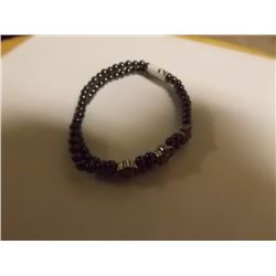 BRACLET - MAGNETIC - WITH DOUBLE STRAND BLACK BEADS