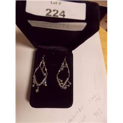 EARRINGS -  SILVER AND SWAROVSKI CRYSTALS IN DANGLE DESIGN - RETAIL ESTIMATE $150