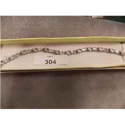 BRACELET -12 WHITE TOPAZ & DIAMONDS IN STERLING SILVER SETTING - INFINITY LINKS - RETAIL ~$375