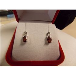 EARRINGS - NEW OVAL FACETTED GARNET IN STERLING SILVER STUD SETTING - RETAIL APPROX. $250