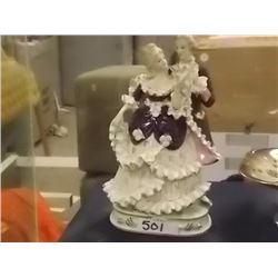 FINE BONE CHINA FIGURES - MADE IN ENGLAND - 24K GOLD TRIM - MAN AND LADY DANCING - MIRROR IMAGE OF E
