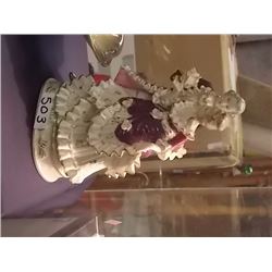 FINE BONE CHINA FIGURES - MADE IN ENGLAND - 24K GOLD TRIM - MAN AND LADY DANCING -  MIRROR IMAGE OF 
