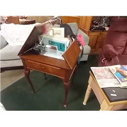VINTAGE ELECTRIC SINGER SEWING MACHINE IN CUPBOARD