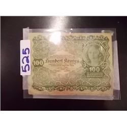 BANK NOTE -POST WWI - 100 HUNDERT KRONEN - 1922