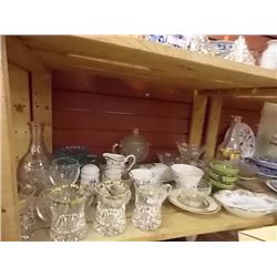 SHELF - GLASSES - DESERT BOWLS VASES AND MORE\