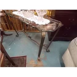 wrought iron table w/ glass