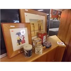 LOT OF TINS AND 2 PICS