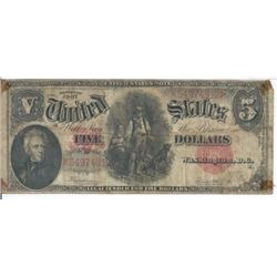 1907 $5.00 Legal Tender Andrew Jackson/Woodchopper VG