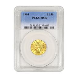 1904 $2.50 Liberty GOLD Quarter Eagle PCGS MS63