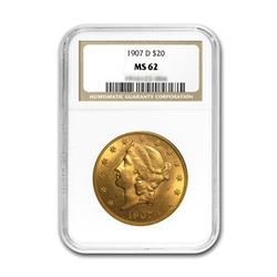 1907-D $20 Liberty NGC MS62