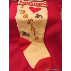 Hand Knit 'I Love Barbie' Christmas Stocking