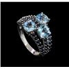 Image 4 : 4.89 ctw Blue Topaz and Sapphire Ring - 14KT White Gold