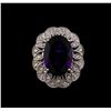 Image 2 : 14KT White Gold 11.35 ctw Amethyst and Diamond Ring