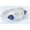 Image 8 : 0.90 ctw Diamond and Sapphire Ring - 14KT White Gold