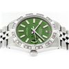 Image 6 : Rolex Stainless Steel Green Index Pyramid Diamond DateJust Men's Watch