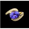 Image 2 : 14KT Yellow Gold 4.49 ctw Tanzanite and Diamond Ring