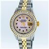 Image 1 : Rolex Two-Tone Pink MOP Sapphire Channel Set Diamond DateJust Ladies Watch