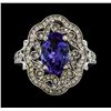 Image 2 : 3.52 ctw Tanzanite and Diamond Ring - 14KT White Gold