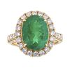 Image 1 : 4.18 ctw Emerald and Diamond Ring - 18KT Yellow Gold