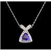 Image 2 : 14KT White Gold 1.72 ctw Tanzanite and Diamond Pendant with Chain