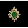 Image 2 : 14KT Yellow Gold 1.82 ctw Emerald and Diamond Ring