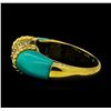 Image 3 : 4.00 ctw Turquoise and Diamond Ring - 18KT Yellow Gold