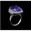 Image 4 : 15.75 ctw Tanzanite and Diamond Ring - 14KT White Gold
