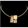 Image 2 : Tri Color Rectangle Pendant Necklace - Rose Gold Plated