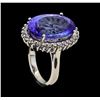 Image 4 : 13.30 ctw Tanzanite and Diamond Ring - 14KT White Gold