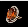 Image 1 : 11.26 ctw Mandarin Spessartite and Diamond Ring - 14KT Rose Gold